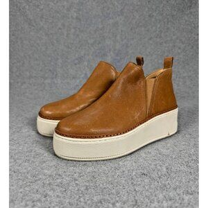 J/Slides NYC Brown Leather Platform Slip On Sneakers 6
